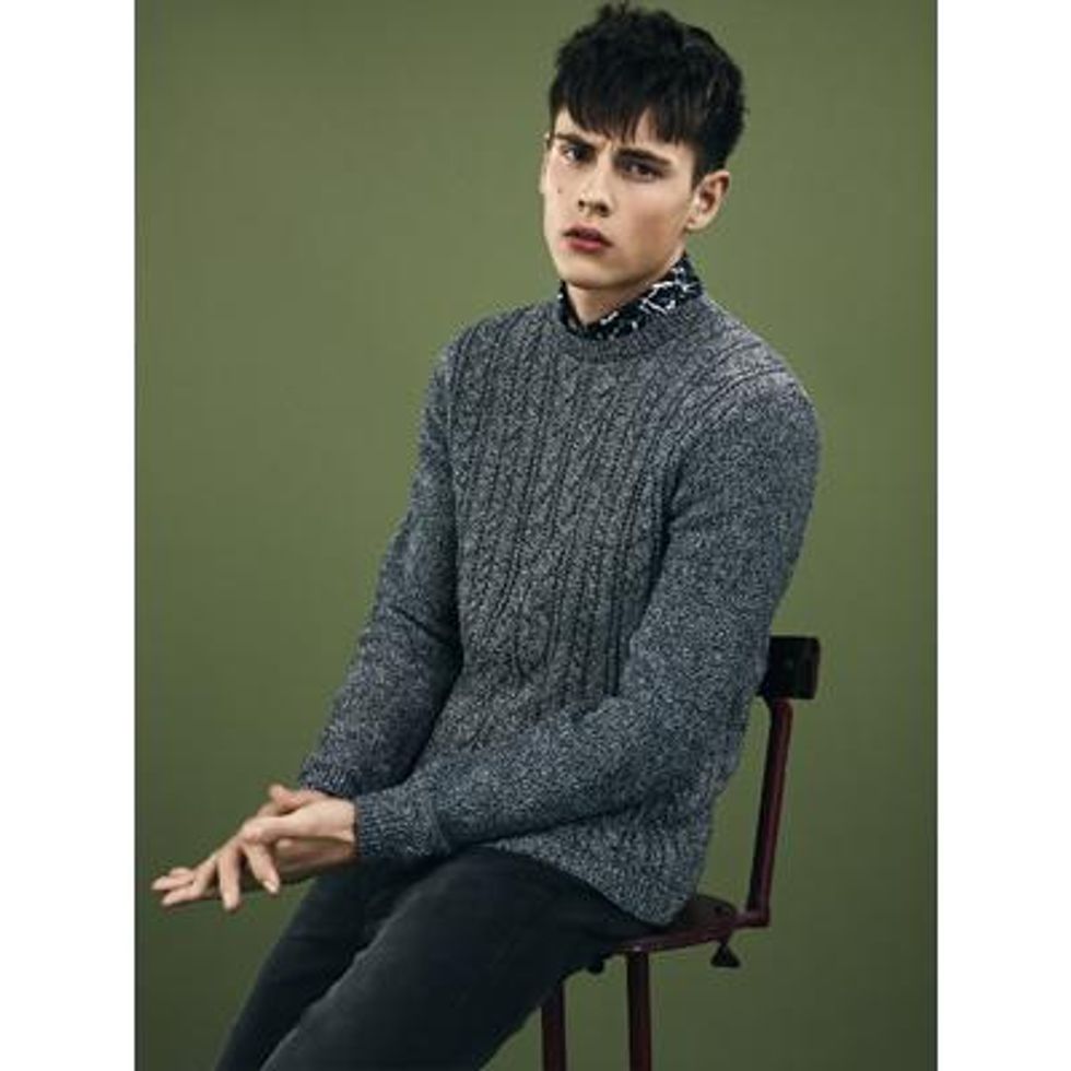 Black Mixed Twist Cable Sweater