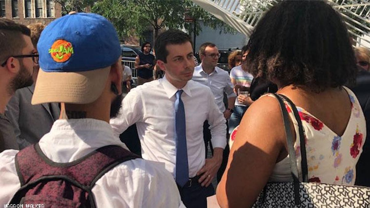 Black trans activists protest Pete Buttigieg campaign stop, press him on police brutality and violence against transgender community.