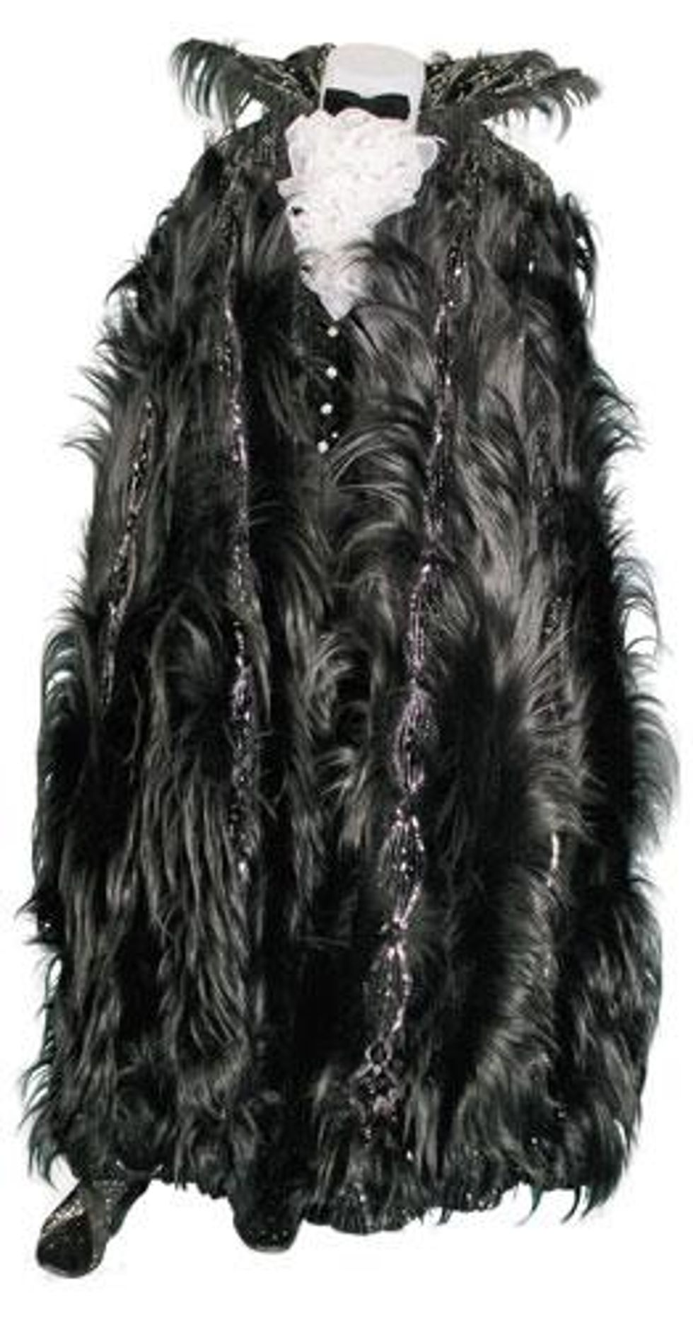 Black Upside-Down Monkey Fur Cape