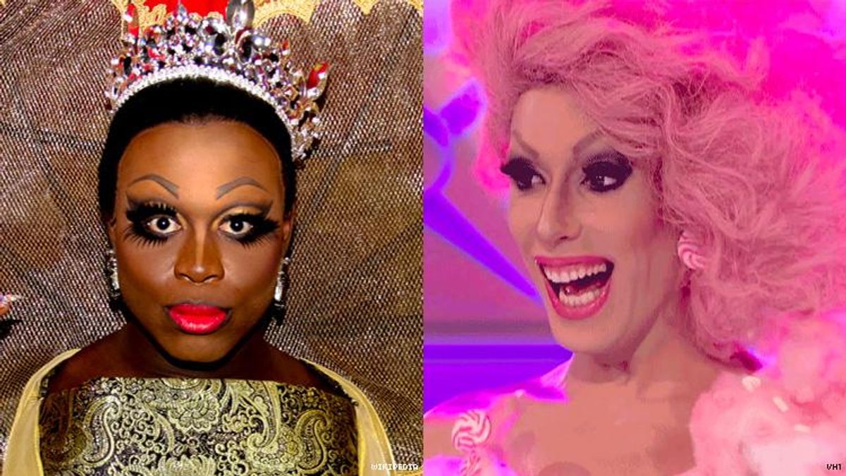 Bob the Drag Queen and Alaska in a diptych.