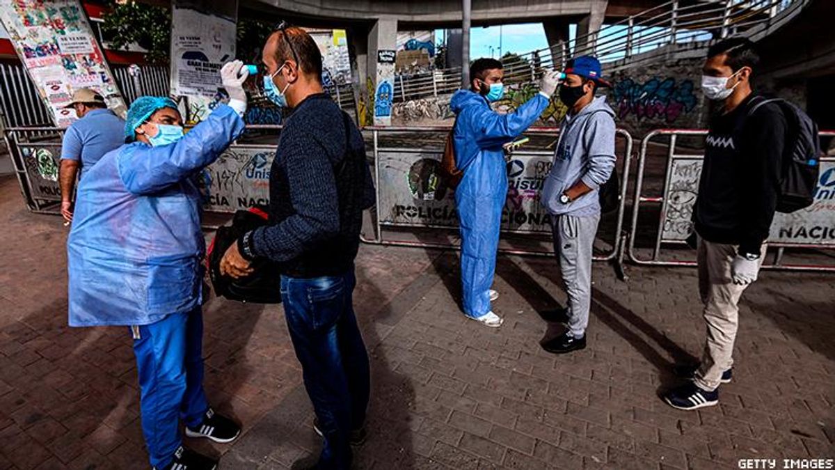 Bogota health workers check residents for virus