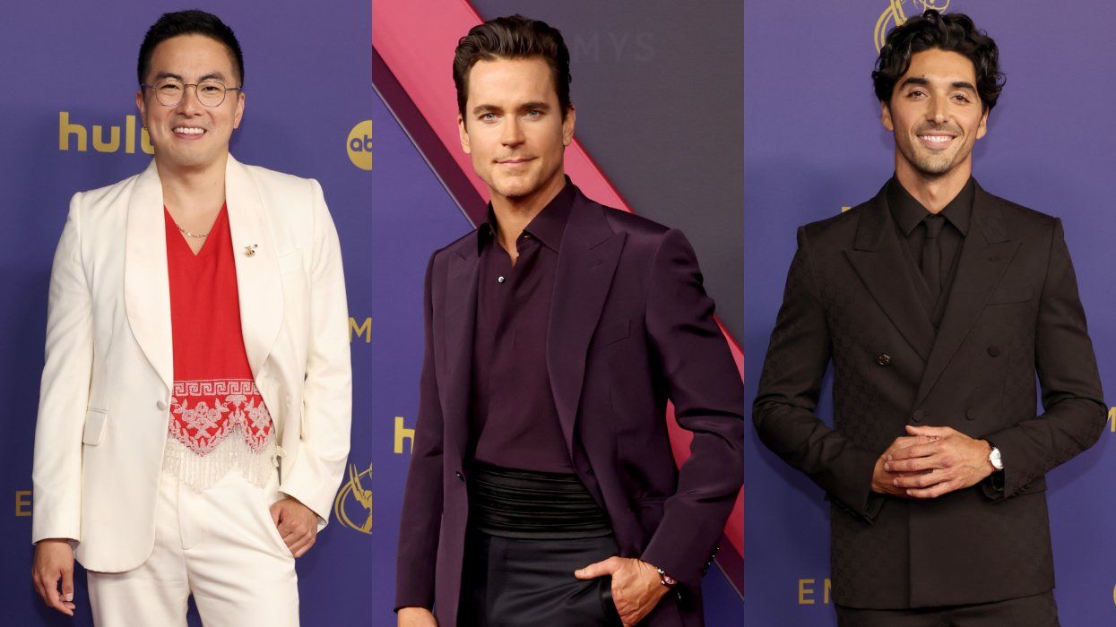 Bowen Yang, Matt Bomer, and Taylor Zakhar Perez attend the 76th Primetime Emmys in Los Angeles, California.