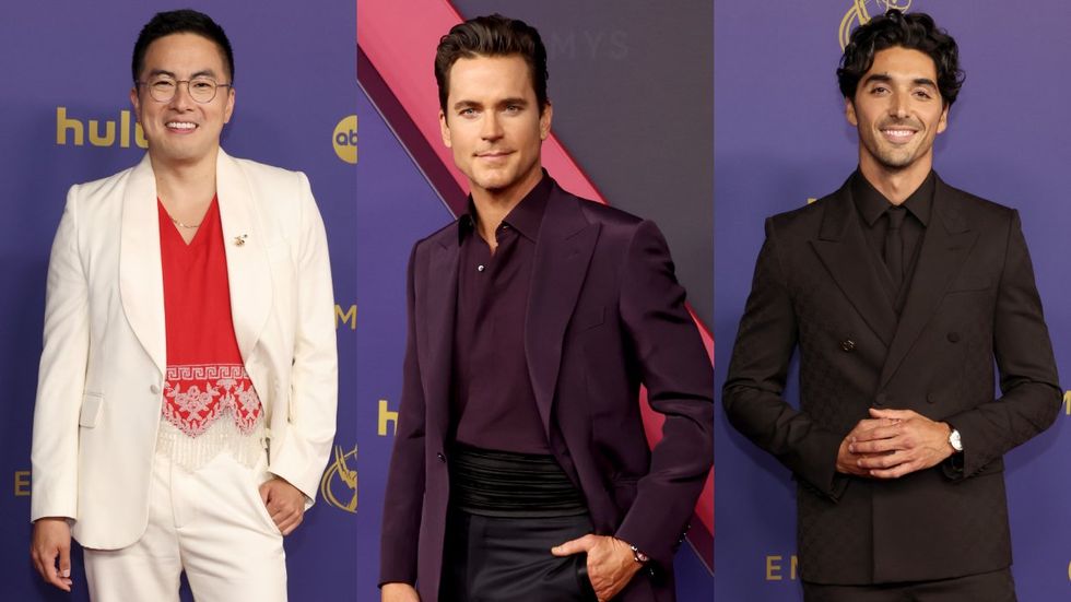Bowen Yang, Matt Bomer, and Taylor Zakhar Perez attend the 76th Primetime Emmys in Los Angeles, California.