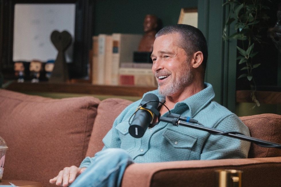Brad Pitt during an interview on the \u200bArmchair Expert\u200b podcast