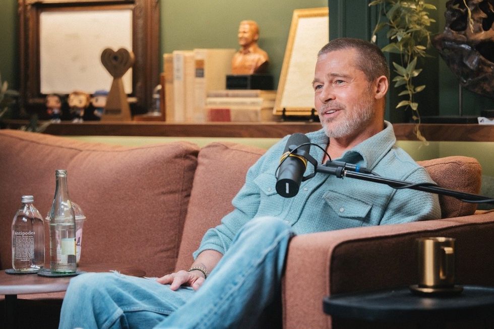 Brad Pitt during an interview on the \u200bArmchair Expert\u200b podcast