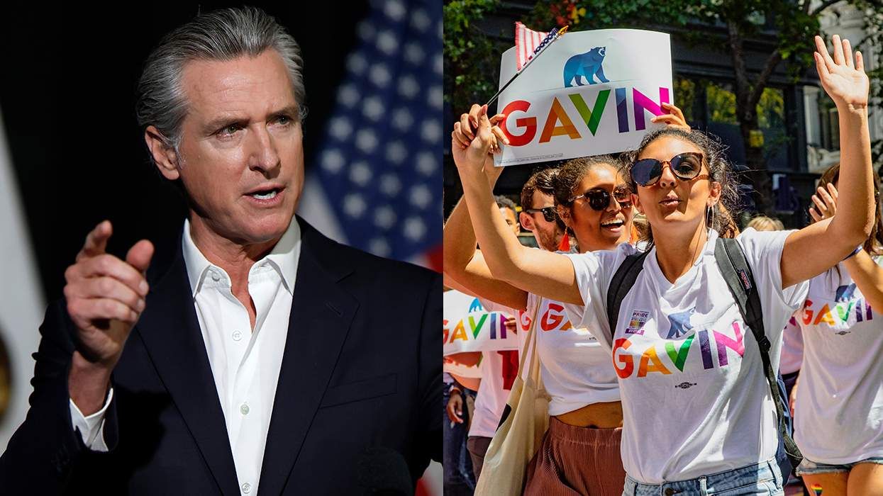 California Governor Gavin Newsom alongside 2018 SAN FRANCISCO LGBTQIA parade Mayor Gavin Newsom supporters