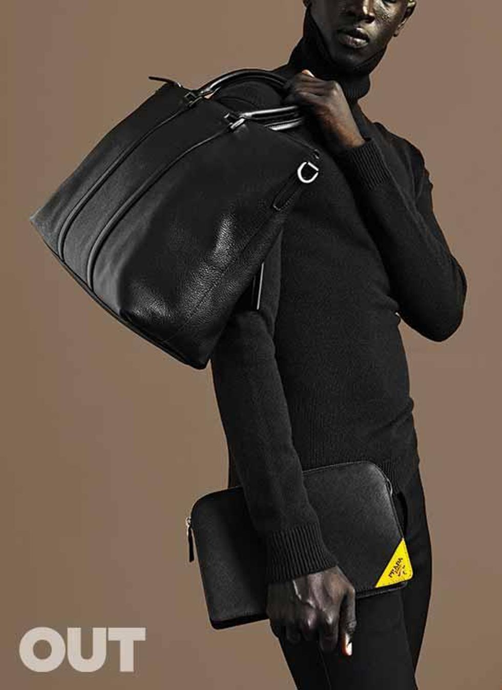 Cardigan, $1,180, and Shirt, $260 (3 pack), by Prada; Pants, $950, by Bottega Veneta.