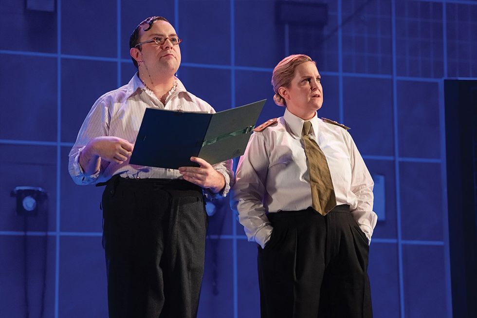 Cast members onstage in Operation Mincemeat