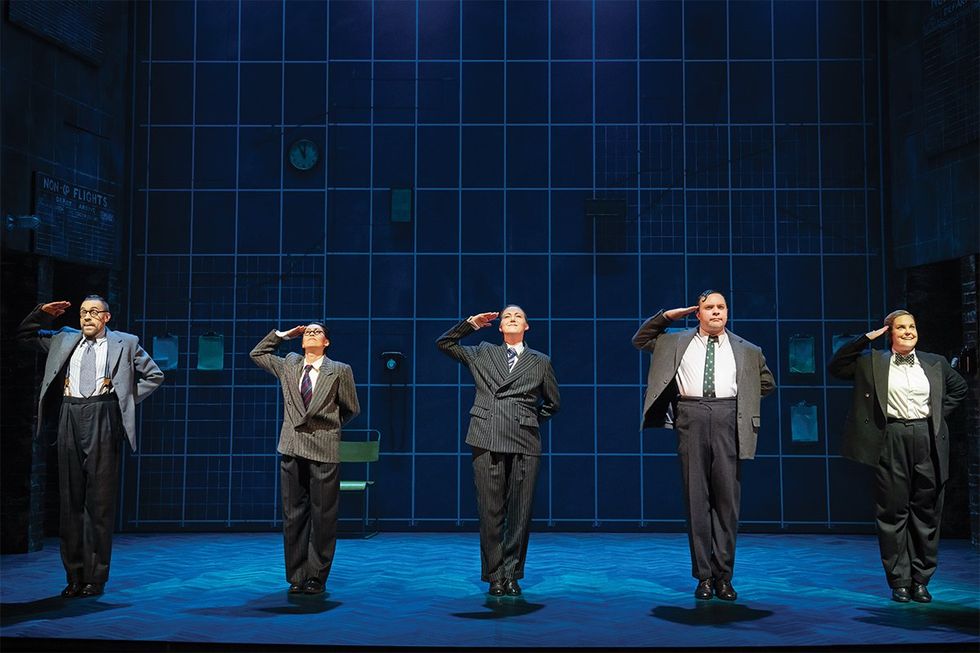 Cast members onstage in Operation Mincemeat