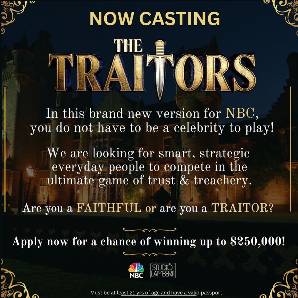 Casting announcement for NBC's The Traitors