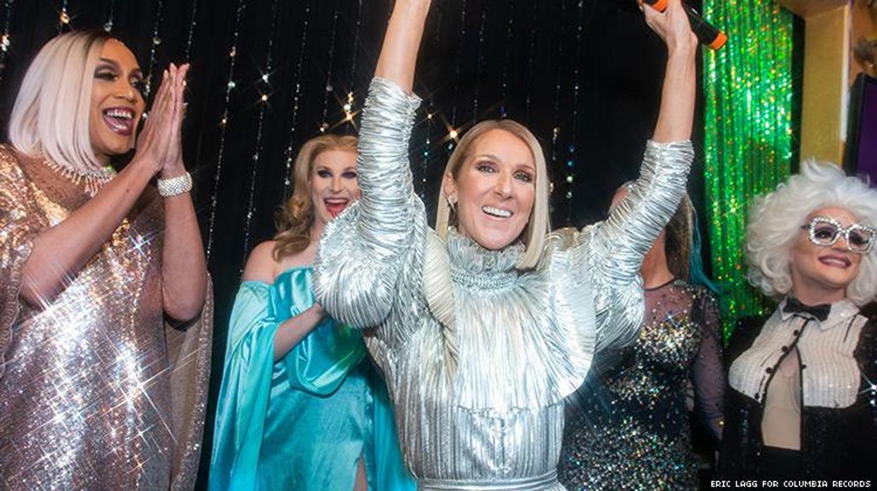Celine with drag queens at drag bar.
