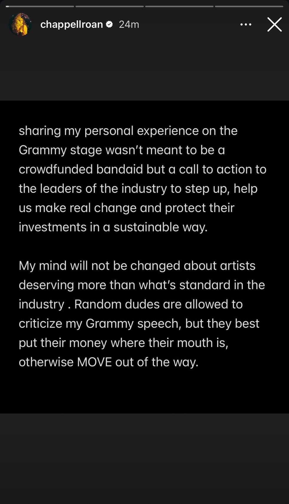 Chappell Roan via Instagram story