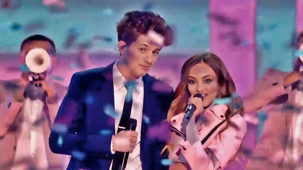 Charlie Puth and Jade Thirlwall performing "Oops" with Little Mix on The X Factor season 13 finale on December 2016