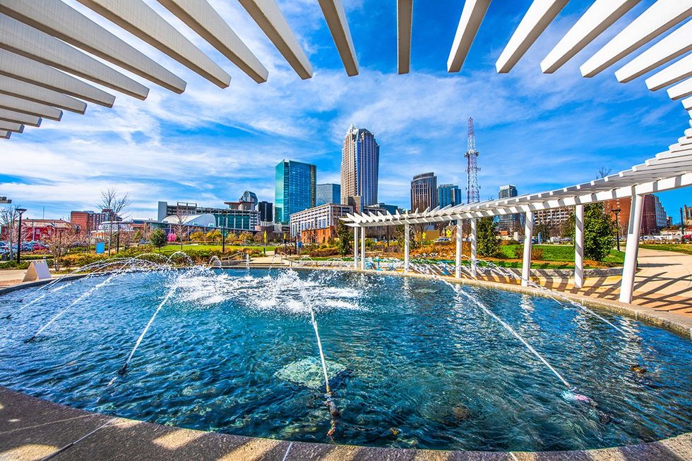 Charlotte, North Carolina. First Ward Park Fountain in Charlotte, North Carolina
