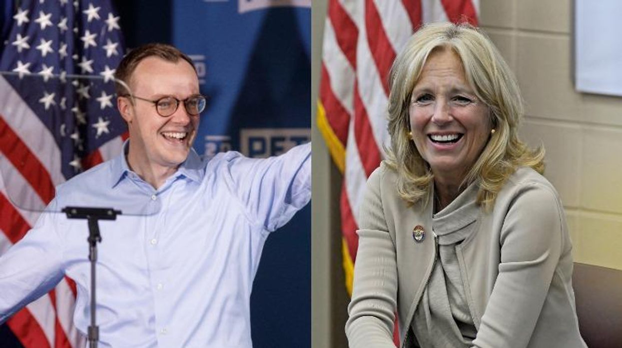 Chasten Buttigieg and Jill Biden.