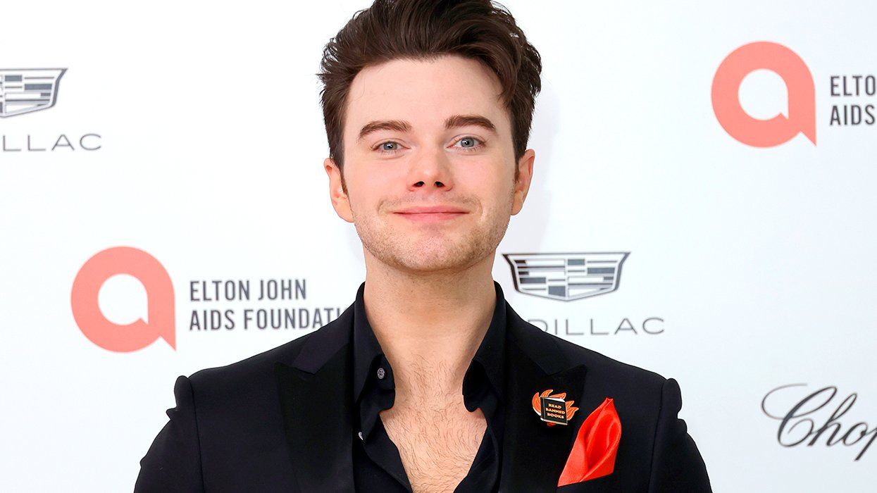 Chris Colfer LGBTQ event Elton John AIDS foundation red carpet