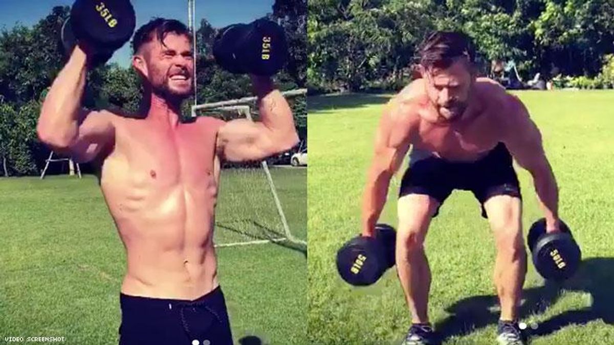 Chris Hemsworth working out