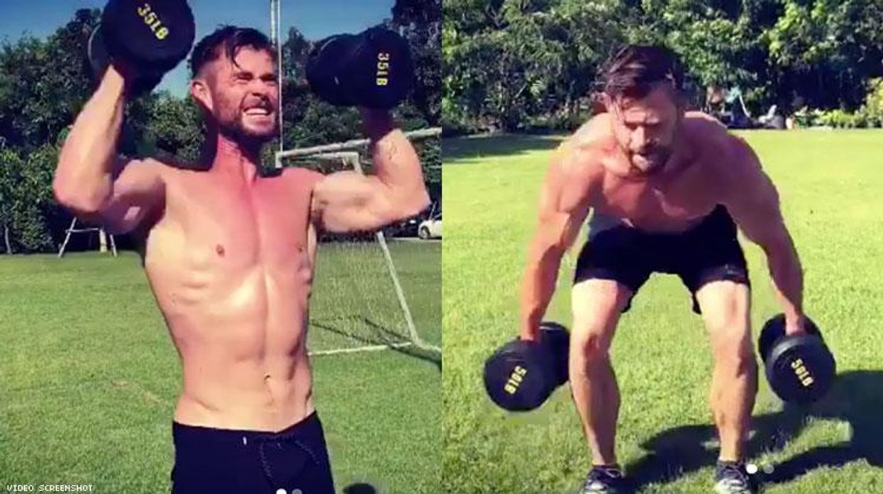 Chris Hemsworth working out