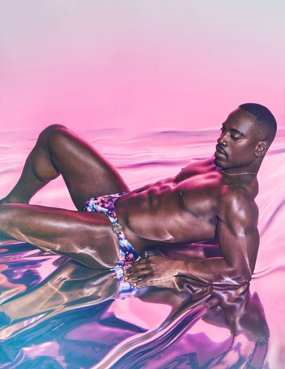 Chris in Tight Tams briefs; Chris Turk Swim necklace