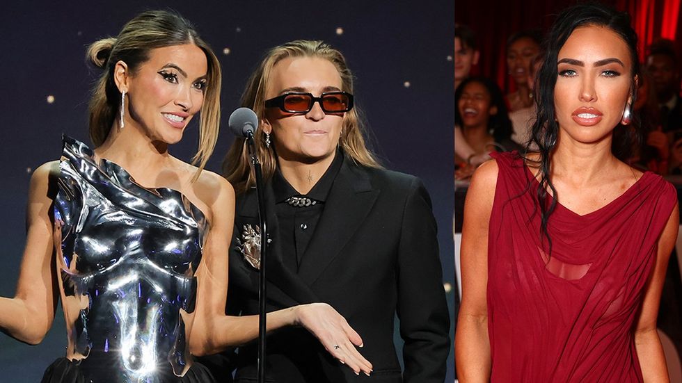 Chrishell Stause G Flip onstage 35th annual GLAAD Media Awards 2024; Bre Tiesi at The BRIT Awards 2025 London England