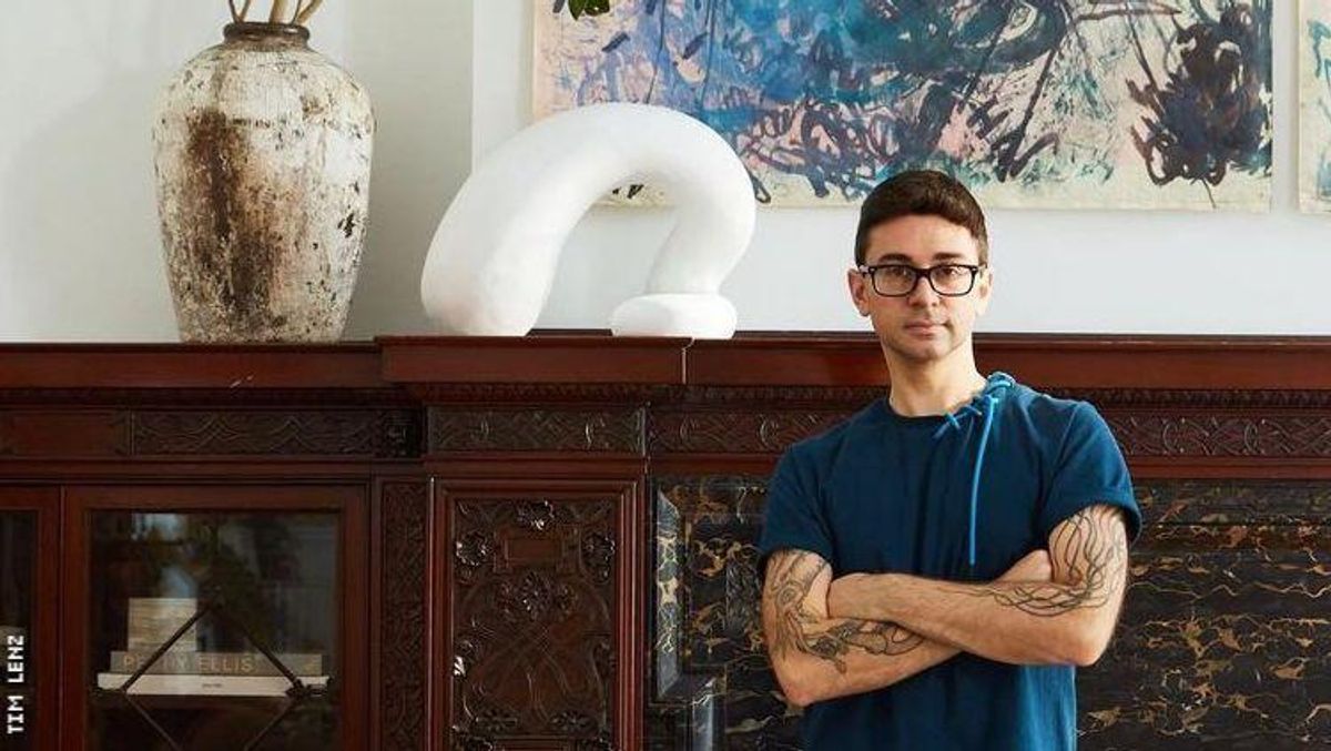 Christian Siriano in a townhouse where he designed the interiors.