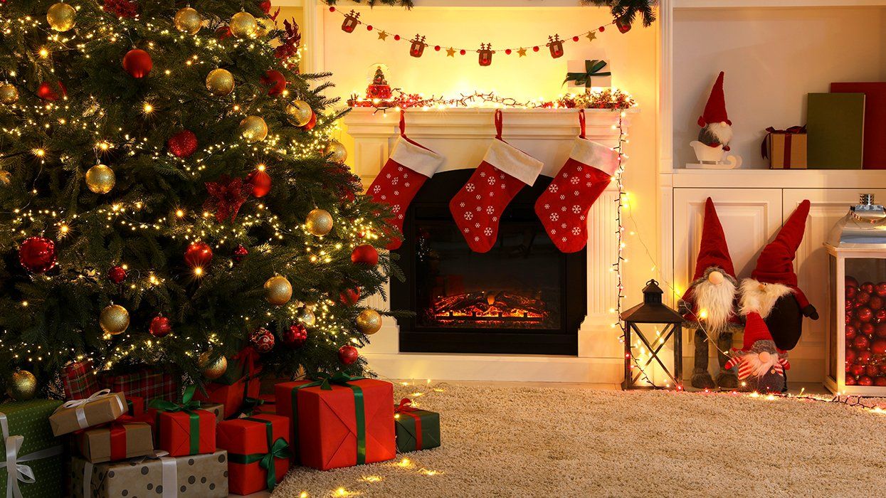 christmas tree stockings fireplace