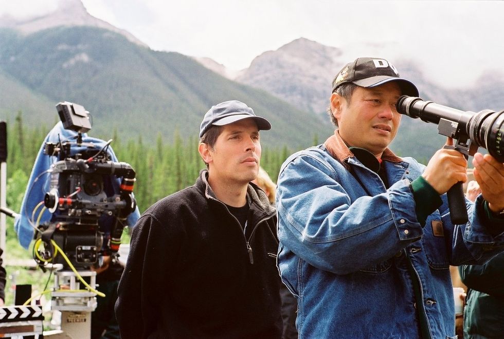 Cinematographer Rodrigo Prieto and director Ang Lee on the set of Brokeback Mountain