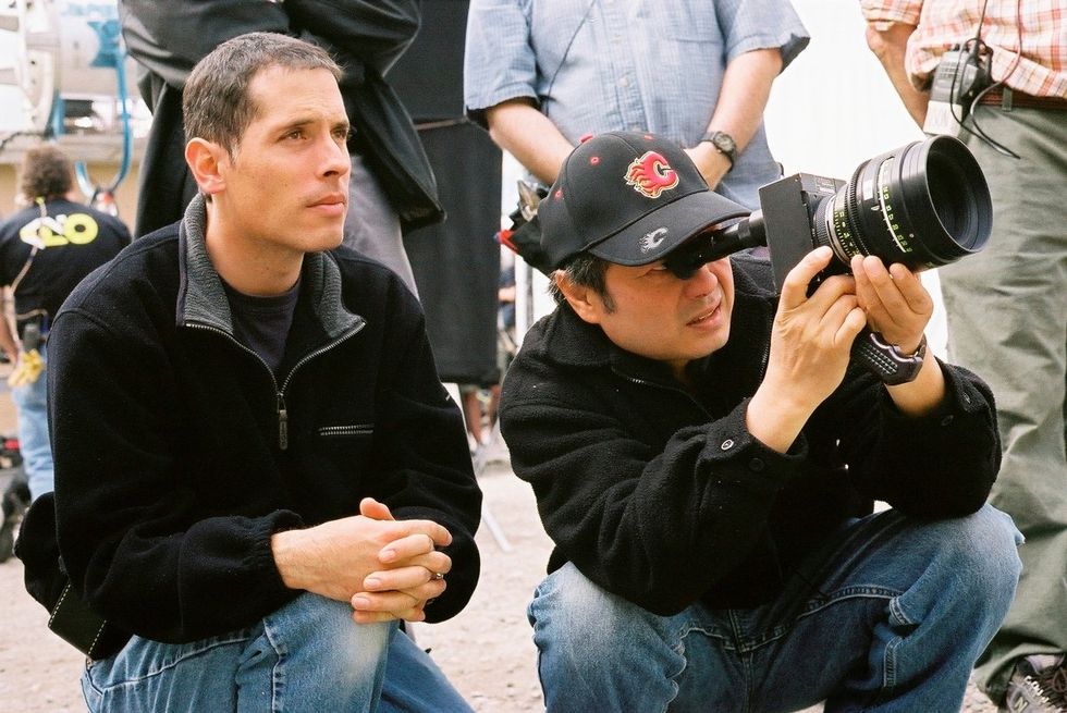 Cinematographer Rodrigo Prieto and director Ang Lee on the set of Brokeback Mountain
