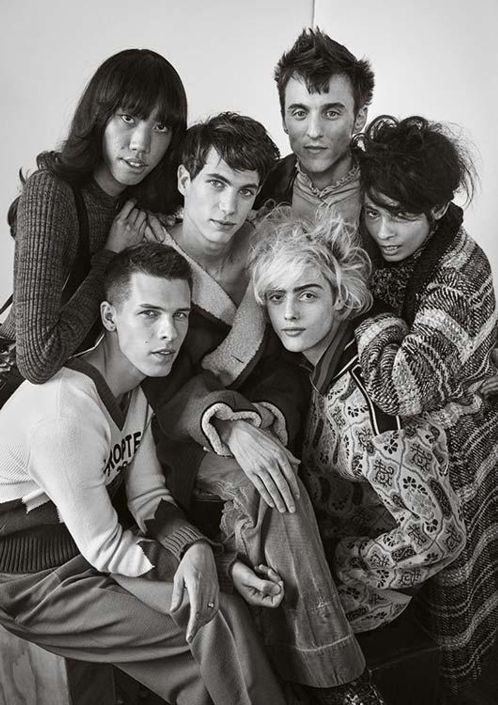 Clockwise from Top Left: Dominique Castelano, Marc Sebastian Faiella, Thomas Gibbons, Somalia Knight, Casil McArthur & August Gonet (All Clothing by Gucci)