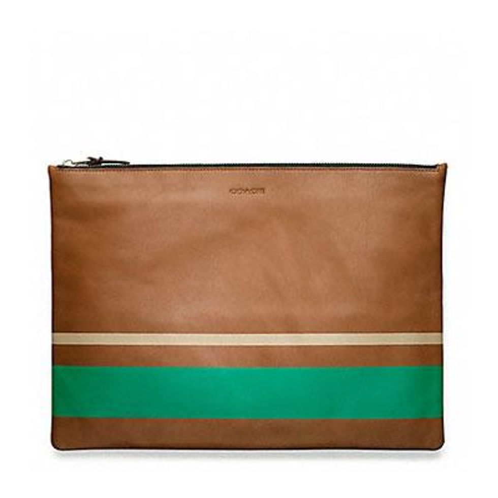 Coach Bleeker Painted Stripe Leather Large Zip Portfolio