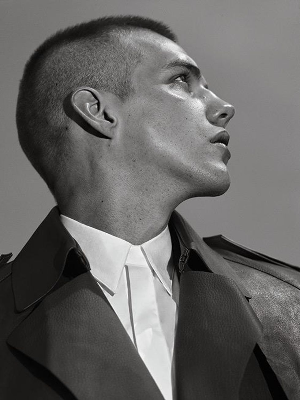 Coat and shirt by Louis Vuitton