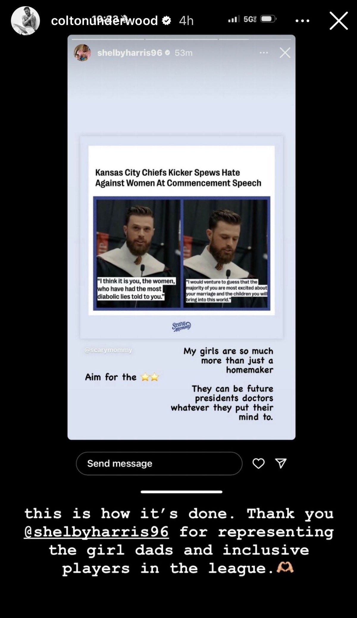 Colton Underwood via Instagram story