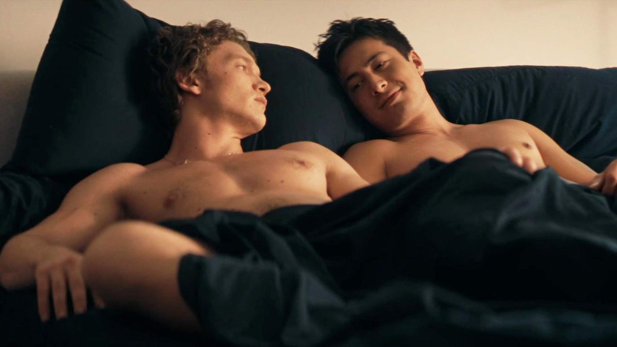 ​Connor Storrie and Hudson Williams in Heated Rivalry.