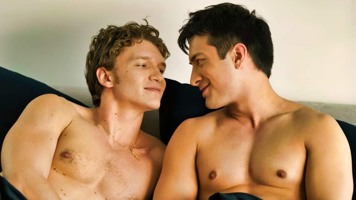 Connor Storrie as Ilya Rozanov and Hudson Williams as Shane Hollander on Heated Rivalry season 1