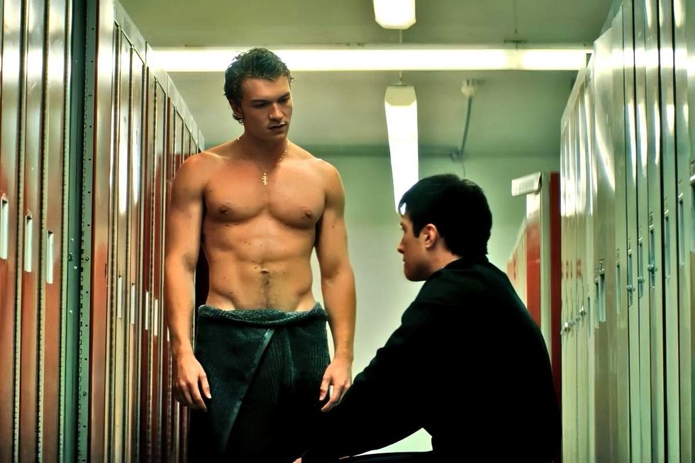 Connor Storrie as Ilya Rozanov and Hudson Williams as Shane Hollander on Heated Rivalry