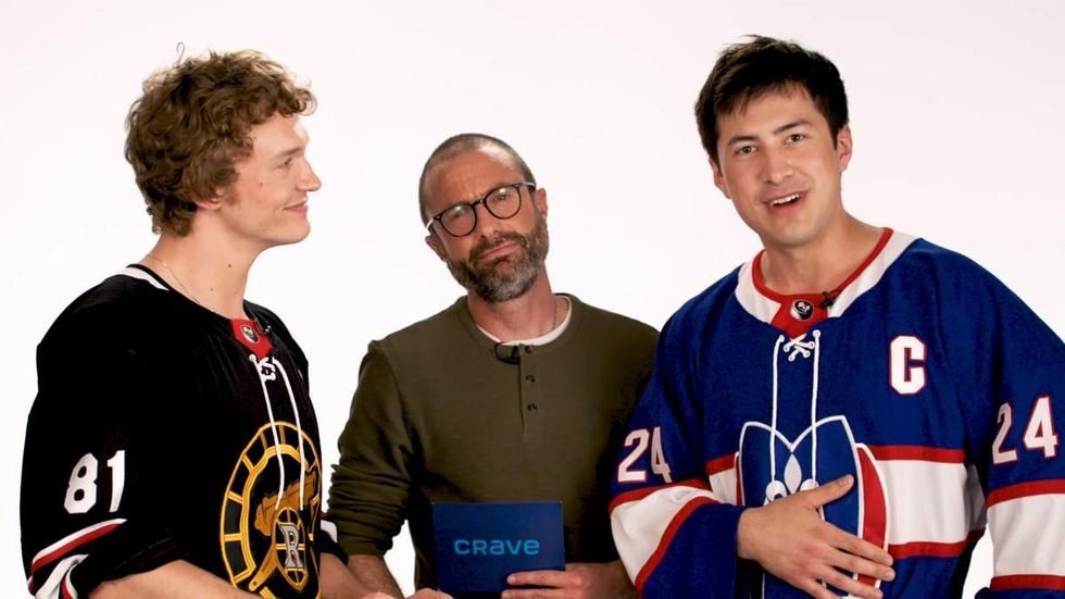 Connor Storrie, Jacob Tierney, Hudson Williams in a promo interview video on Crave's YouTube channel