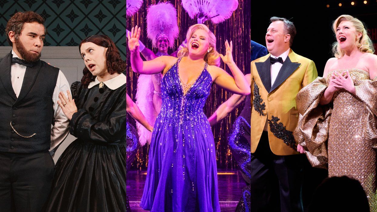 Conrad Ricamora and Cole Escola in Oh Mary!; Megan Hilty in Death Becomes Her; Brooks Ashmanskas and Robyn Hurder in Smash