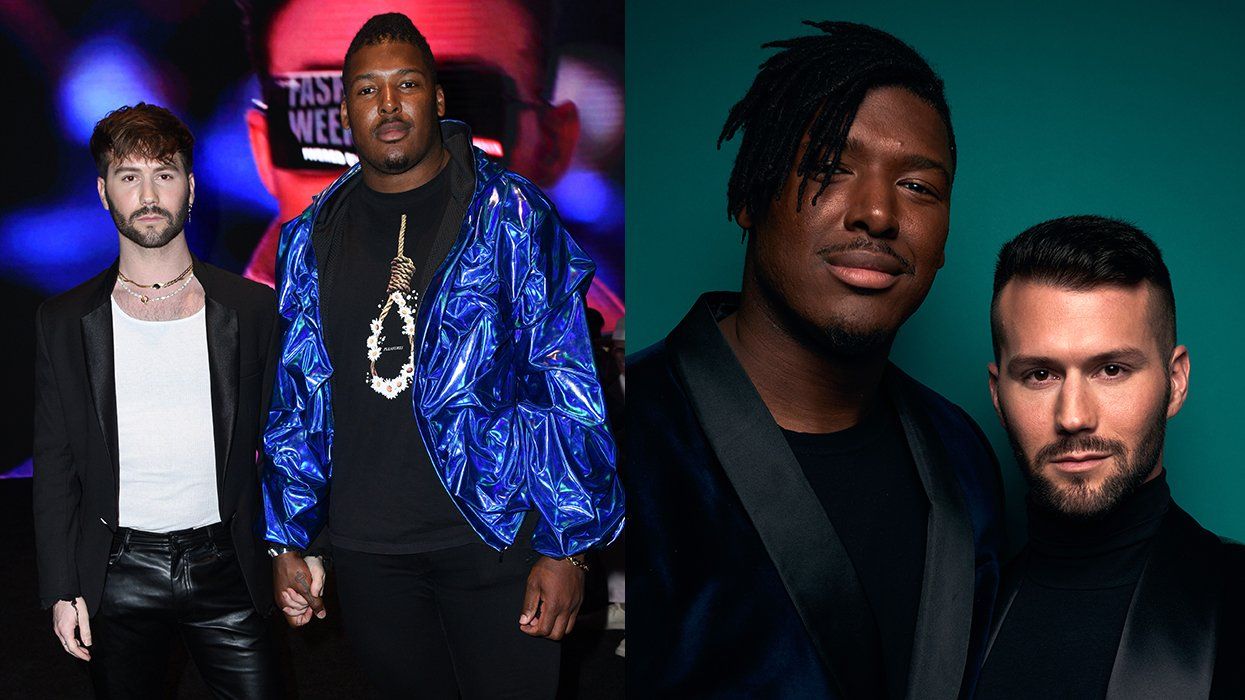 Corey O'Brien and Ryan Russell attend LA Fashion Week and GAY TIMES Honours London England