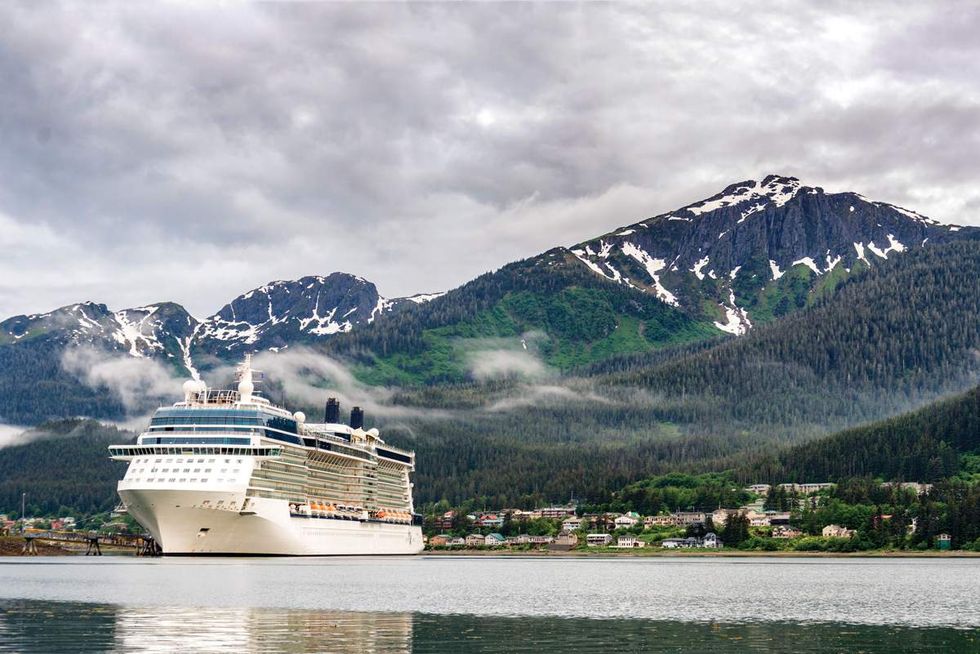 Cruise ship at port in Juneau Alaska