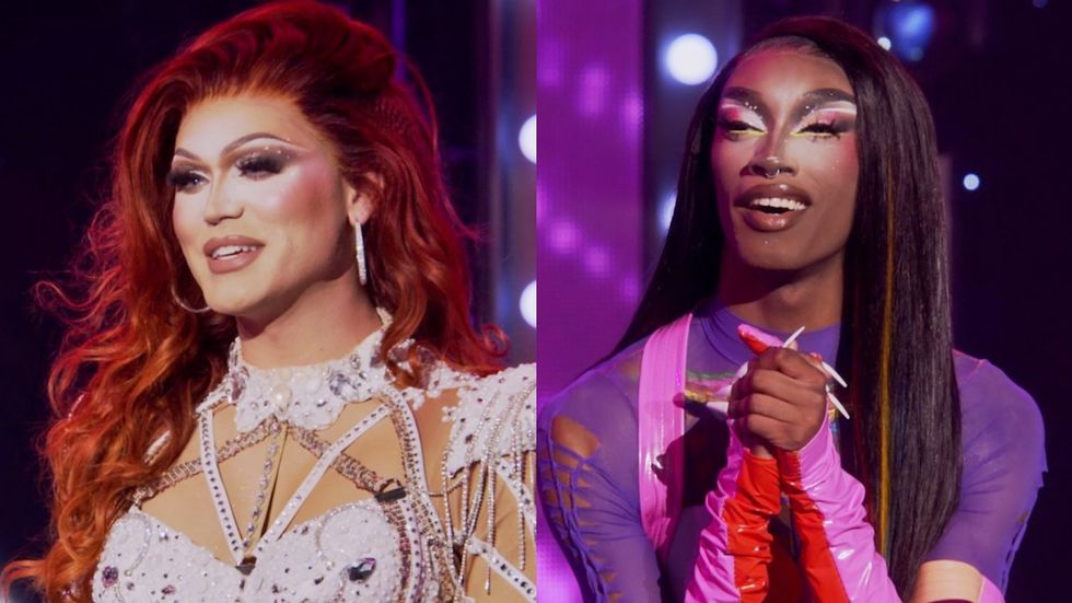 Crystal Envy and Lana Ja'Rae on RuPaul's Drag Race season 17 episode 15