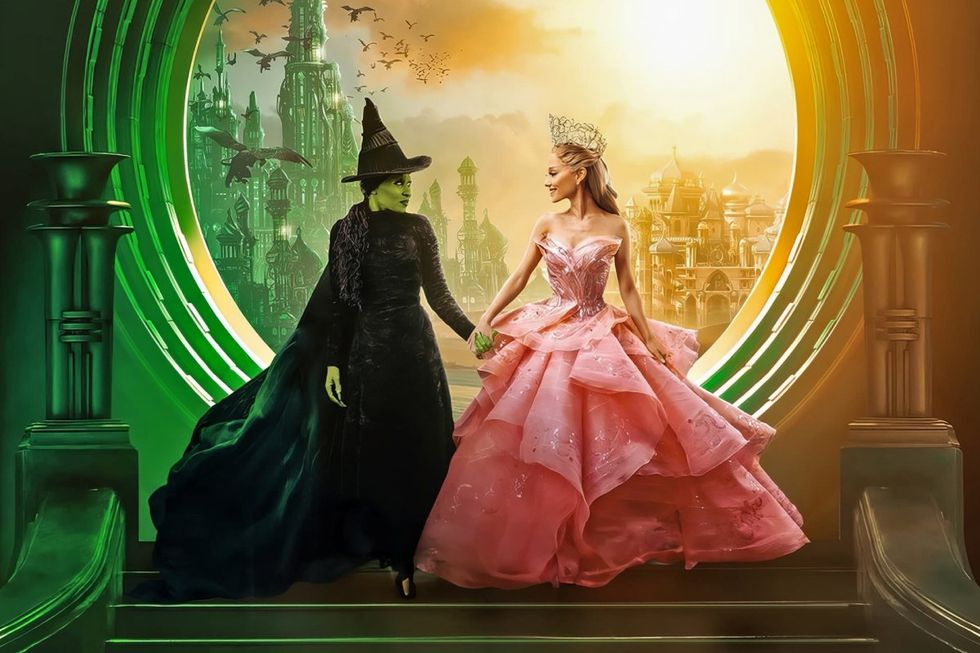 Cynthia Erivo and Ariana Grande in a Wicked movie poster