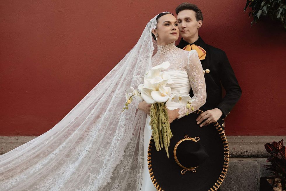 Damian Terriquez (left) and Luke Lowrey in wedding photos