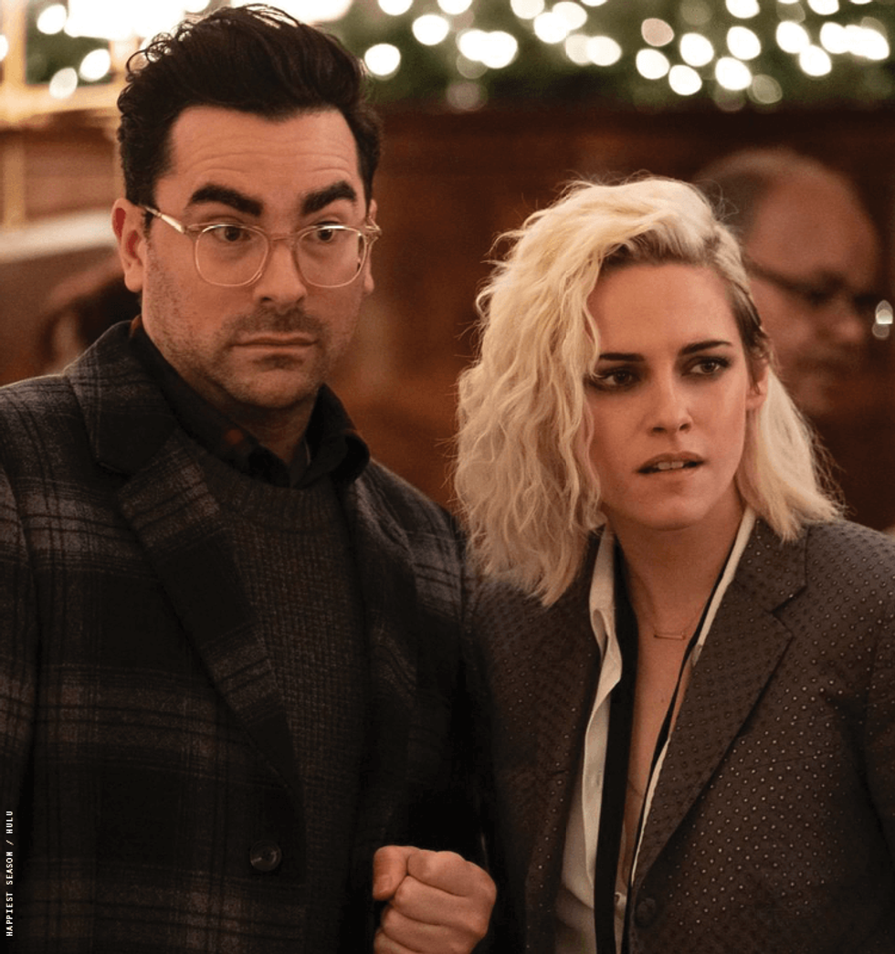 Dan Levy and Kristen Stewart in 'Happiest Season'