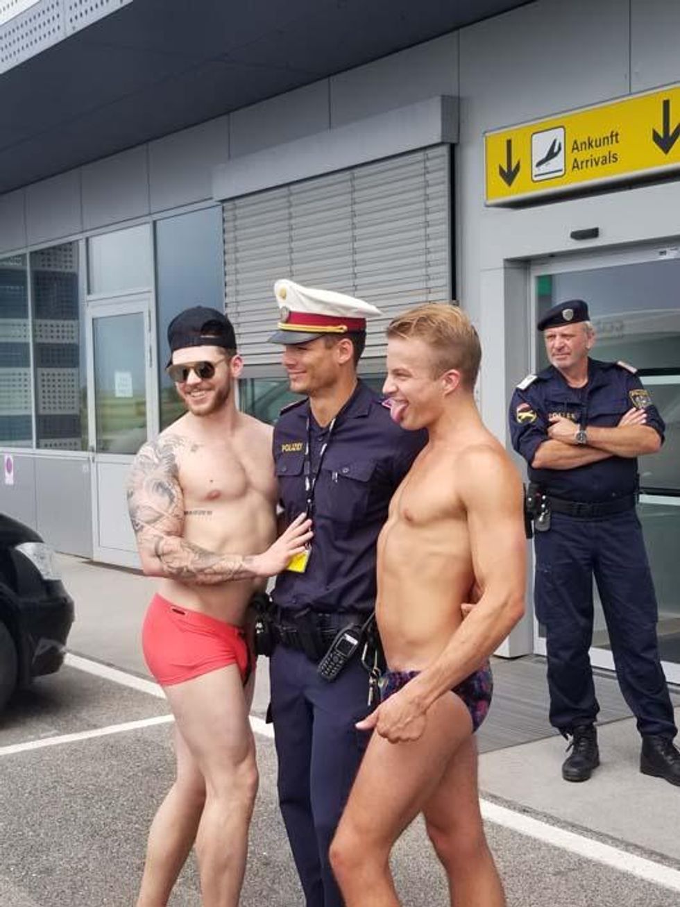 Dancers greeting the crew upon arrival.