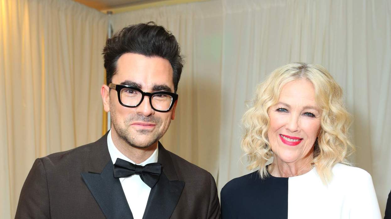 Daniel Levy (L) and Catherine O'Hara attend Backstage Creations Giving Suite At The Emmy Awards - Day 2 at Microsoft Theater on September 22, 2019 in Los Angeles, California. (Photo by Rebecca Sapp/Getty Images for Backstage Creations)