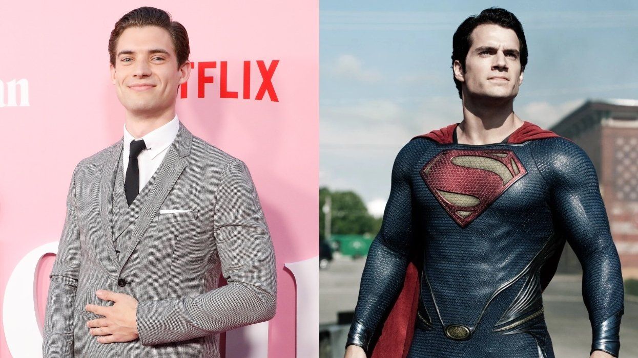 David Corenswet (L) and Henry Cavill as Superman (R).