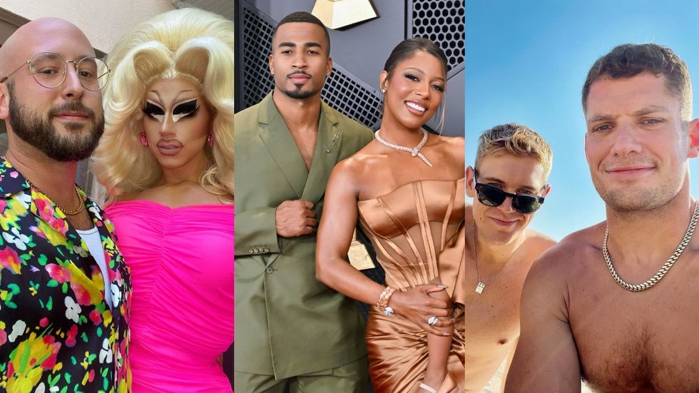 David Silver and Trixie Mattel; John Gaines and Victoria Monét; Soren Dahl and Carl Nassib