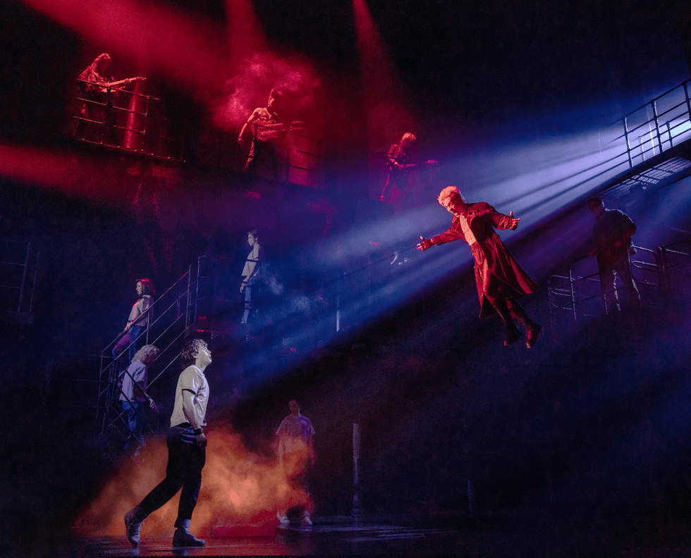 Dean Maupin, LJ Benet, Brian Flores, Ali Louis Bourzgui, and Sean Grandillo perform in The Lost Boys on Broadway