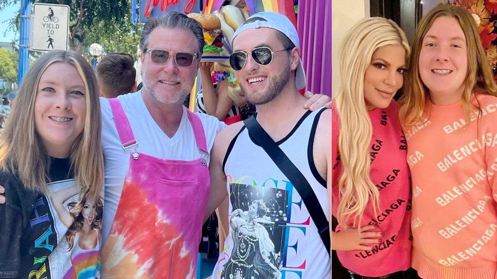 Dean McDermott with his queer kids/ Tori Spelling with her trans daughter