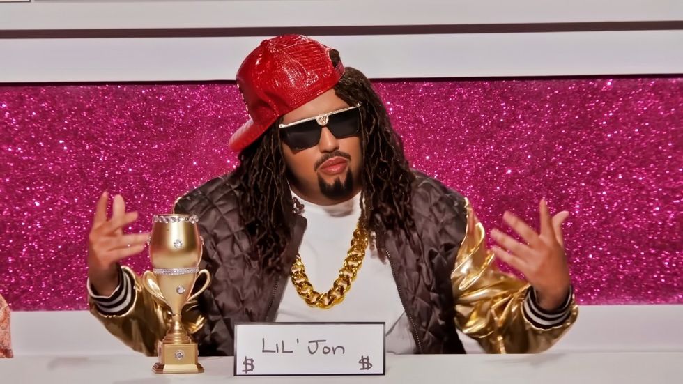 DeJa Skye as Lil Jon in the Snatch Game of RuPaul's Drag Race season 14